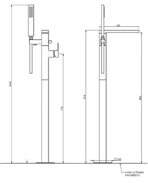 VITA 53596 - Floor standing single handle bathtub mixer with hand shower by Rubinetterie Frattini - view 3